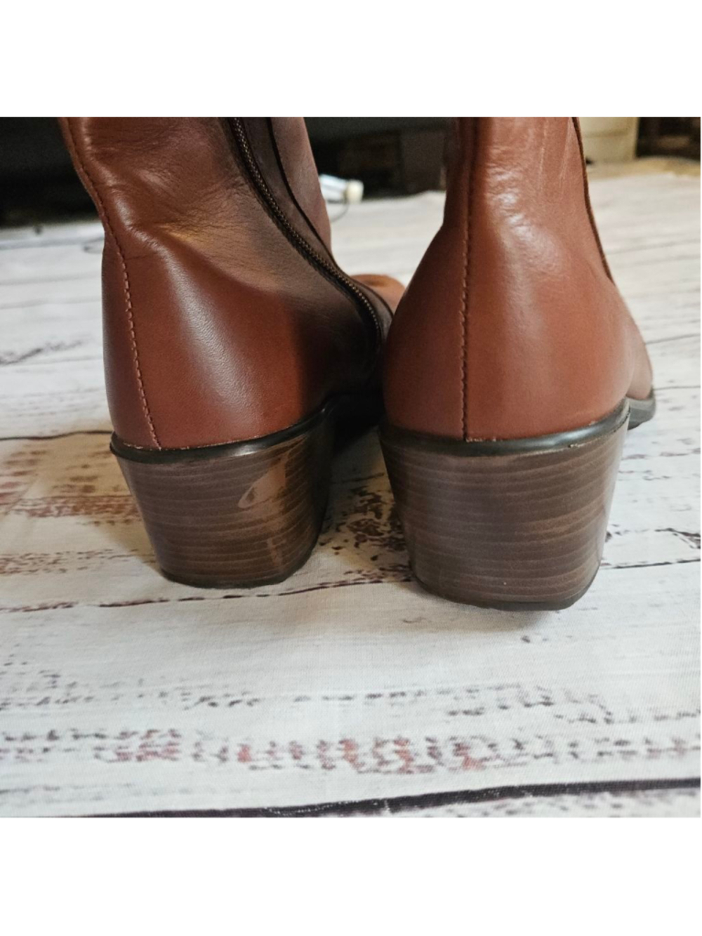 NAOT Brown Leather Tall Shaft High Gift Boots Heel Ladies 10 - Picture 5 of 6